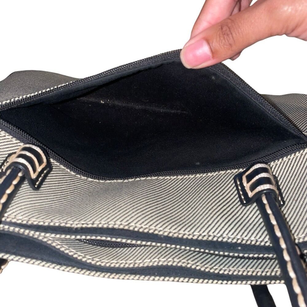 Vintage Etienne Aigner Handbag Canvas and leather Black 9.5"x15" - Picture 8 of 12